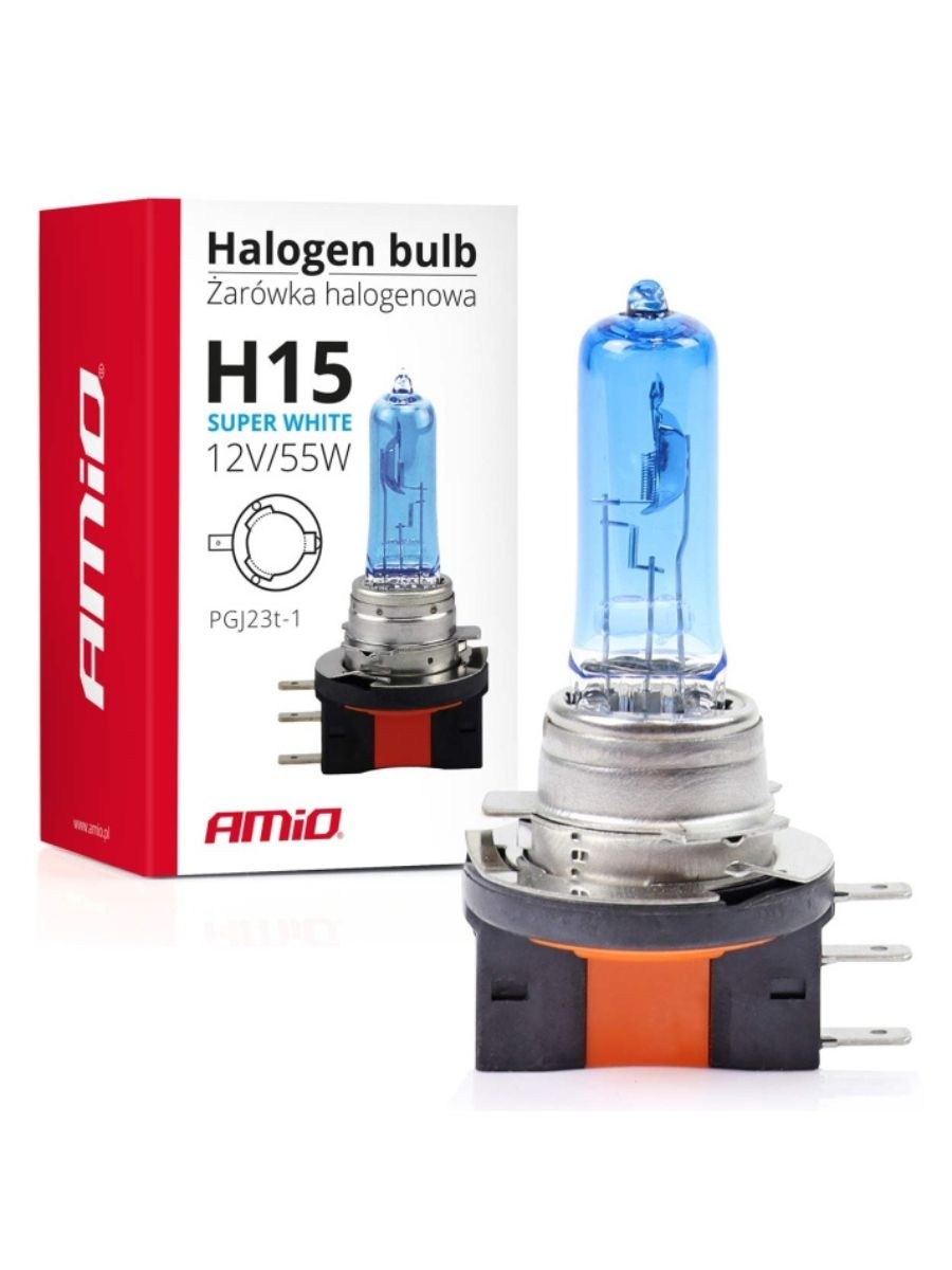 Халогенна крушка H15 12V 55W Super White E4 – бяла светлина и висока видимост