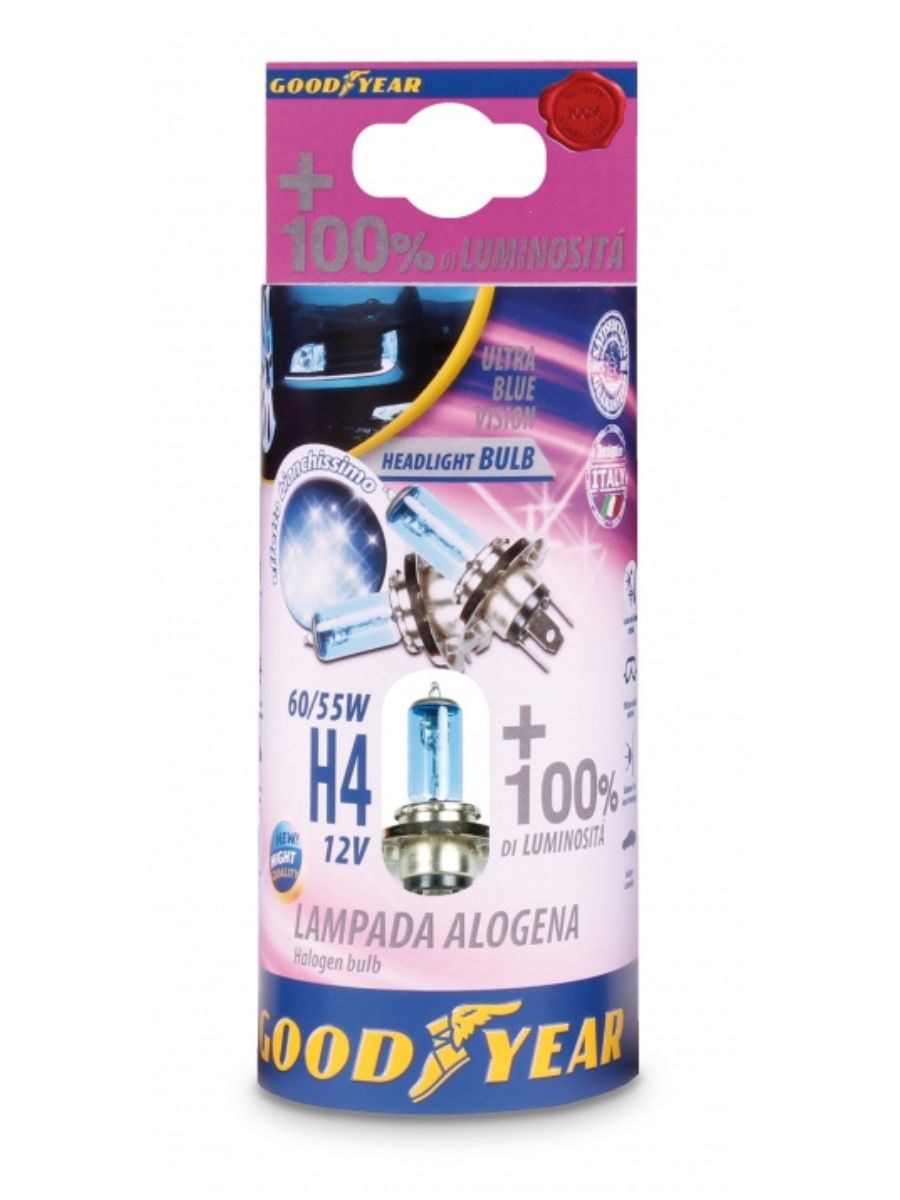Халогенни крушки H4 12V 60/55W +100% 5000K E4 Goodyear