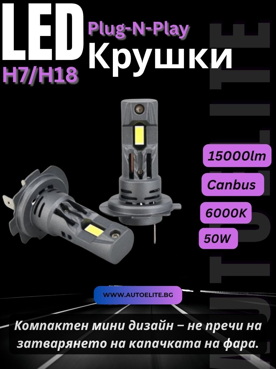 LED крушки E4S H7/H18 12V 50W 15000lm