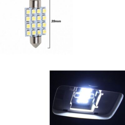 LED крушки за плафон 16 SMD 5050 39мм 12V бяла светлина в блистер