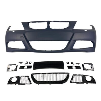 Предна броня за BMW E90 / E91 (2005-2008) – M-Tech дизайн с отвори за пръскалки, без парктроник грундирана