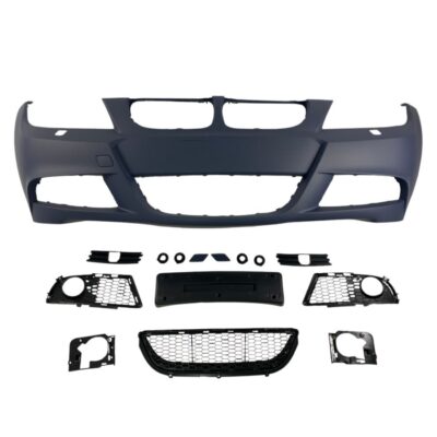 Предна броня за BMW E90 / E91 (2008+) – M-Tech дизайн с отвори за пръскалки, без парктроник грундирана