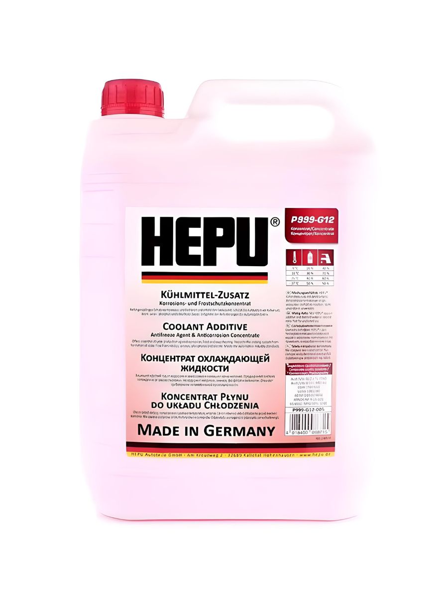 Антифриз HEPU G12 P999 червен концентрат 5L