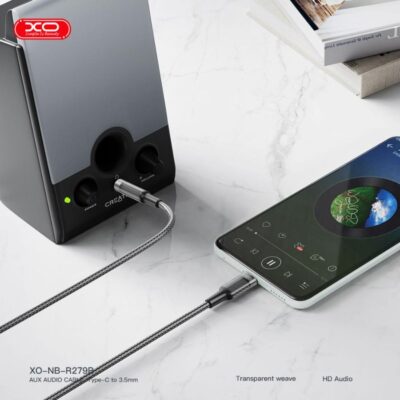AUX кабел към Type-C 3.5 мм, 1 метър /черен/ XO NB-R279B