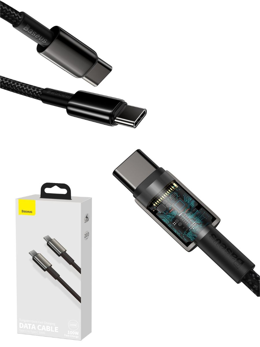 Кабел – TypeC към TypeC, 100W PD, 2 метра Baseus Tungsten Gold - Image 2