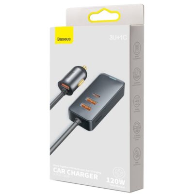 Зарядно/Разклонител за автомобил 12V BASEUS 120W, 2xUSB-A, 2xUSB-C 