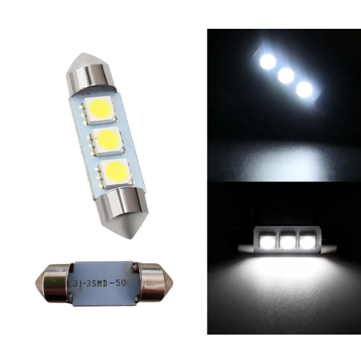 Комплект 2 бр. LED крушки C5W 31 mm, 3x SMD 5050, 6000–6500K бяла светлина – блистер - Image 2