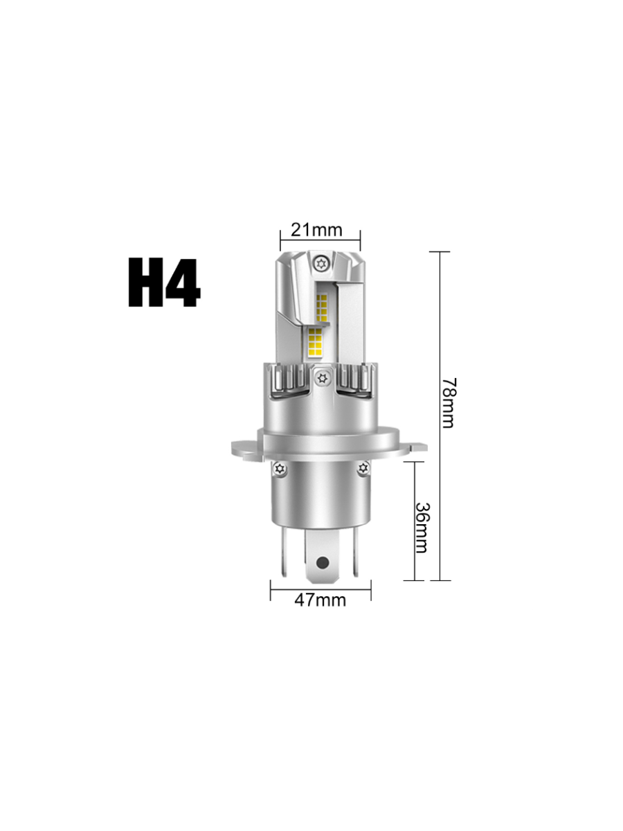 Комплект Умалени Мини LED Крушки E4P H4 12V 50W 15000lm Canbus къси/дълги - Image 2