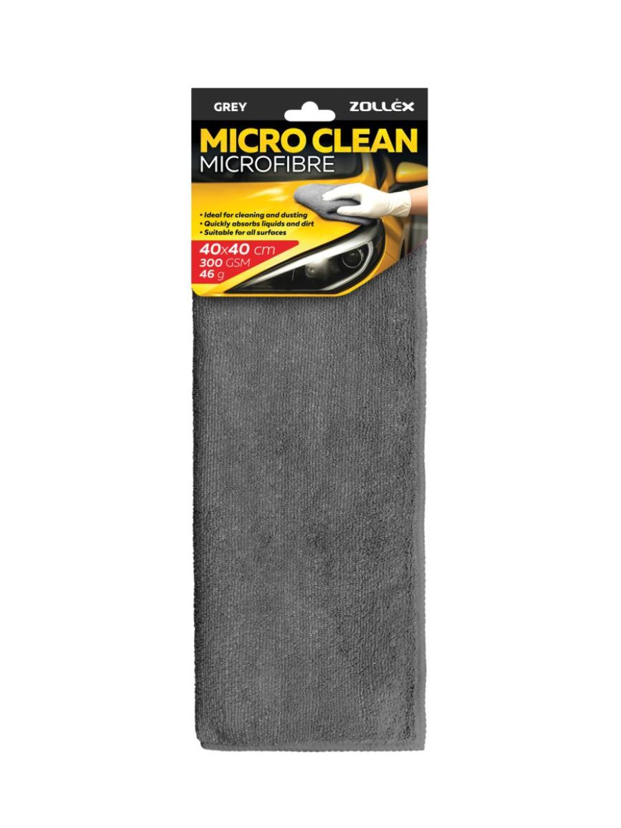 Микрофибърна кърпа Zollex Micro Clean 40x40 см - Сива 300 GSM